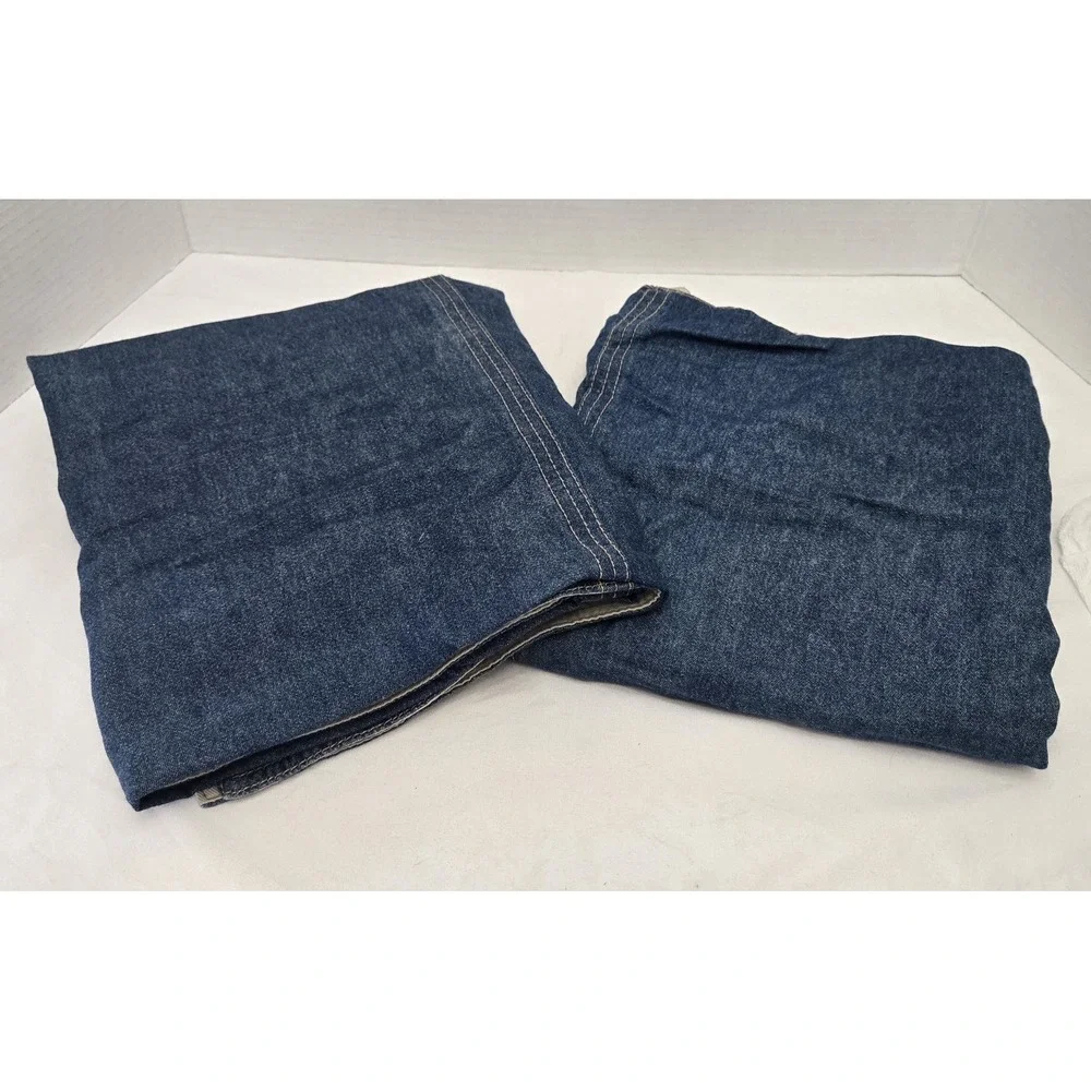 Vintage Dockers Home Denim King Size Pillow Shams Blue Jean Bedding Pair Set/2